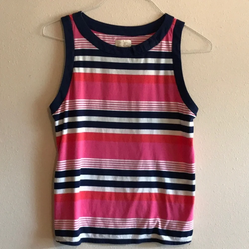 Kate Spade Pink and Navy Striped Pajama Set - Picture 2 of 12